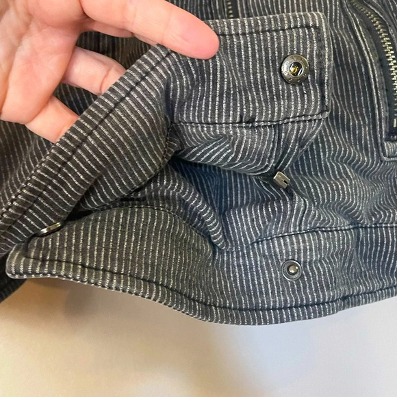 Free People Railroad Stripe Knit Gray Charcoal Moto Jacket Asymmetrical Sz XS - Picture 5 of 5